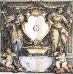 Präsentationszeichnung für ein Epitaph